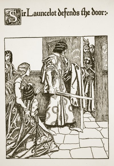 Sir Launcelot verteidigt die Tür, Illustration aus 
